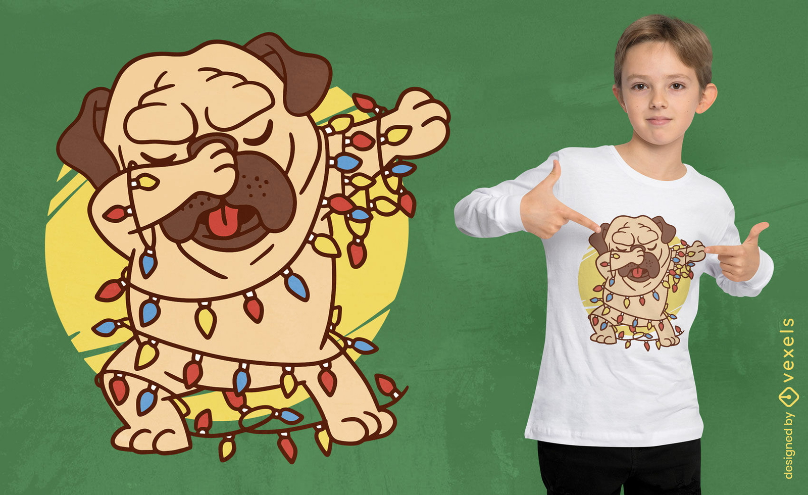 Diseño de camiseta de navidad pug dabbing