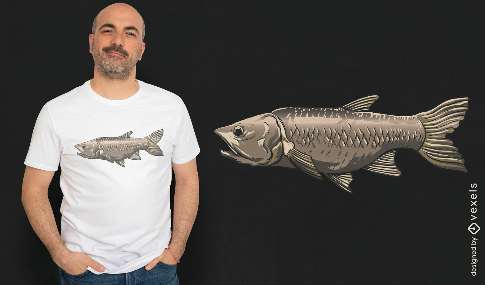Design de camiseta de ilustração de peixe Bolen
