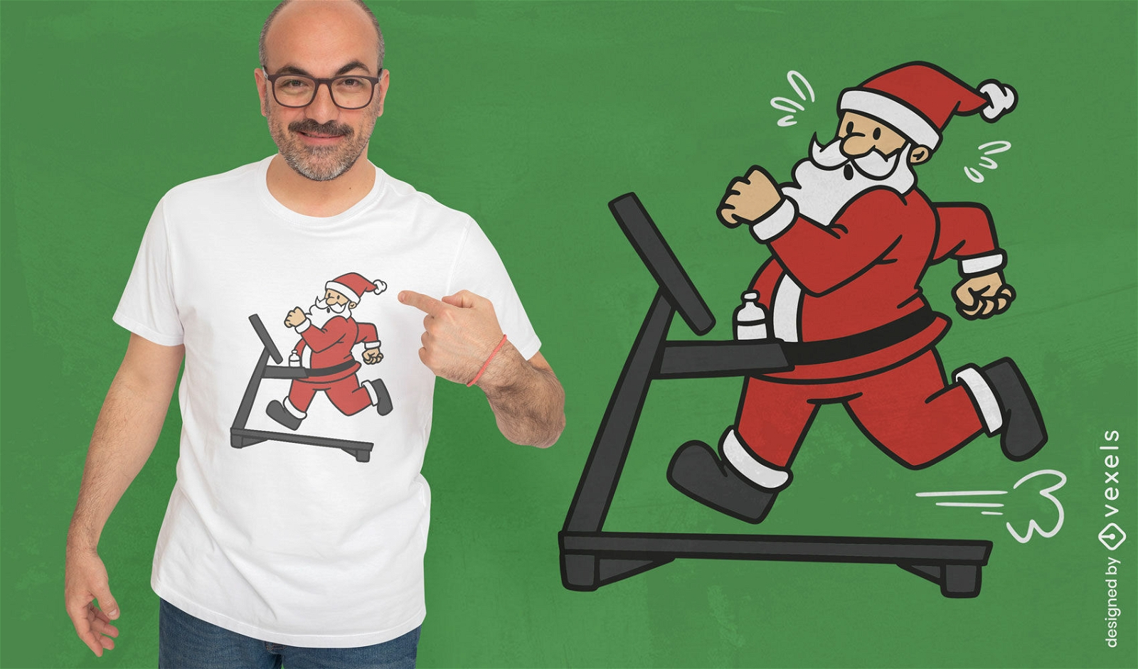 Papai Noel correndo no design de camiseta de esteira