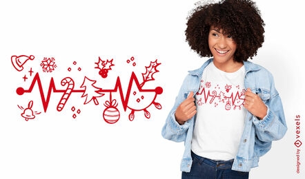 Christmas holiday heartbeat t-shirt design