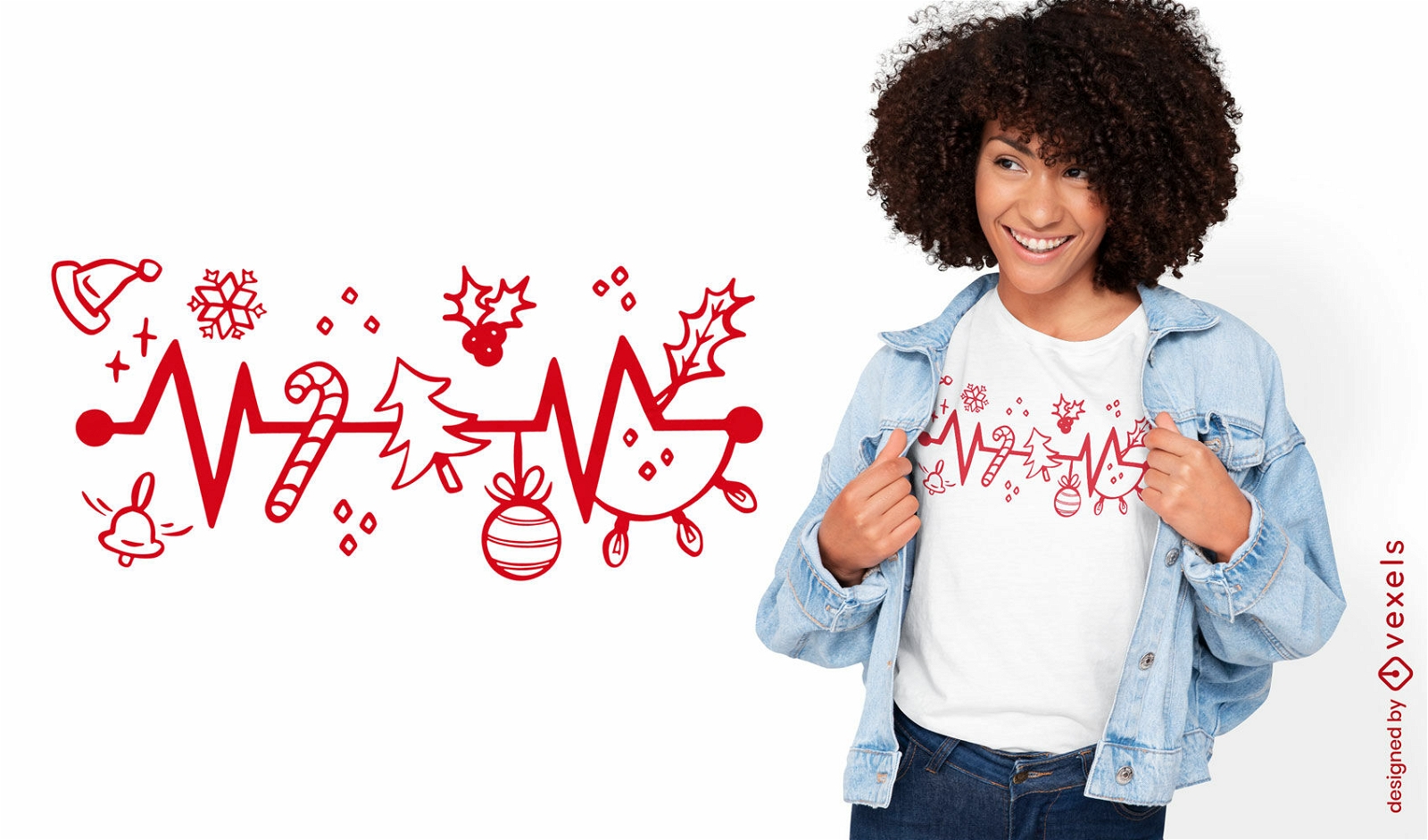 Weihnachtsferien-Herzschlag-T-Shirt-Design