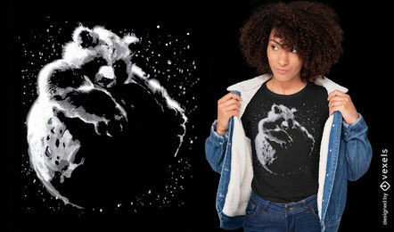Pandabär umarmt Planeten-T-Shirt-Design