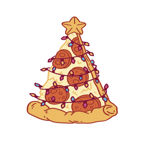 Árbol de pizza con luces navideñas Diseño PNG