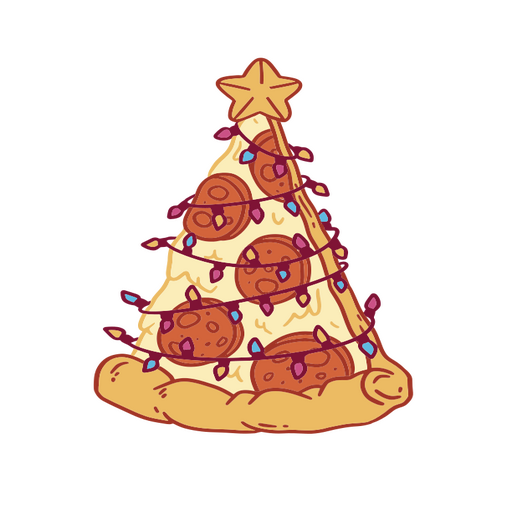 Pizza tree with christmas lights on it PNG Design