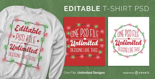Skalierbares T-Shirt mit Weihnachtsbeleuchtung psd
