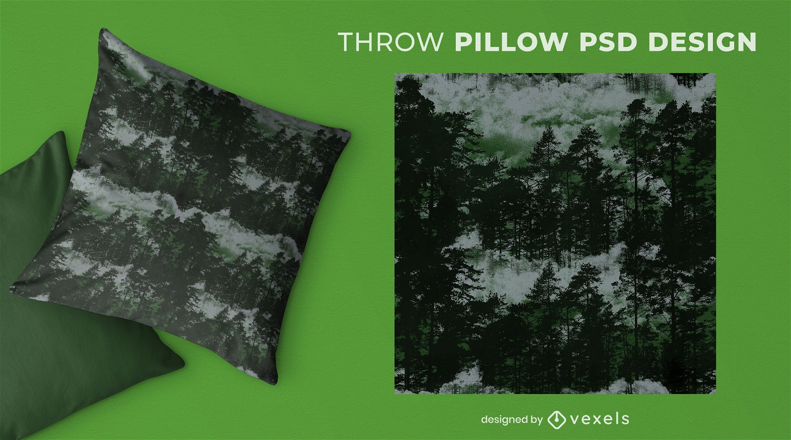Forest with pine trees throw pillow design