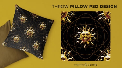 Stone sun throw pillow design
