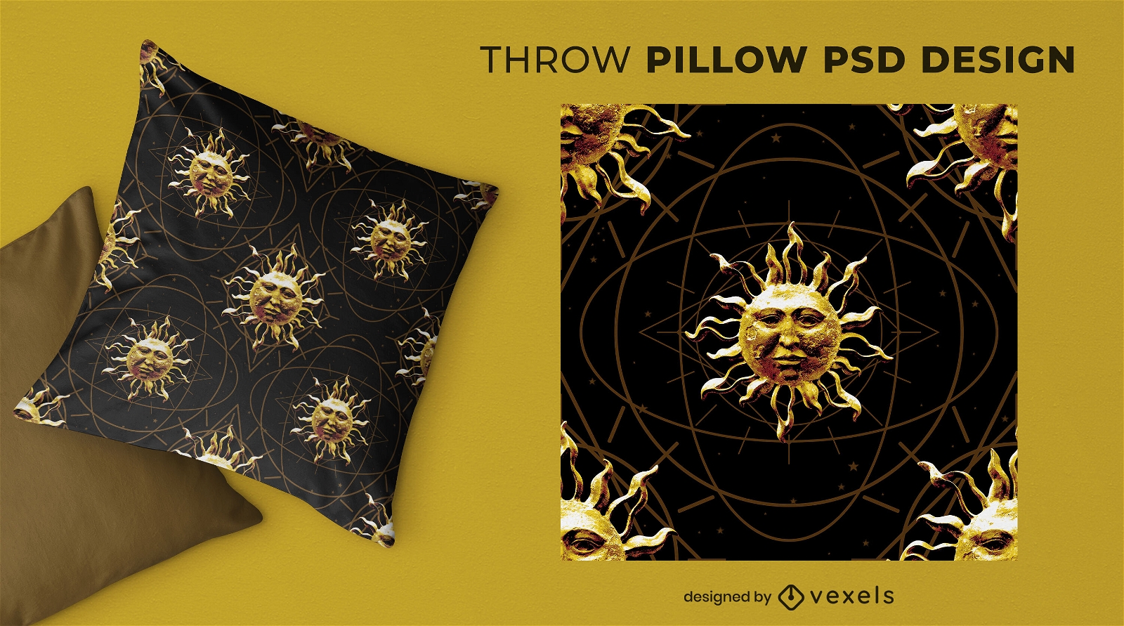 Stone sun throw pillow design