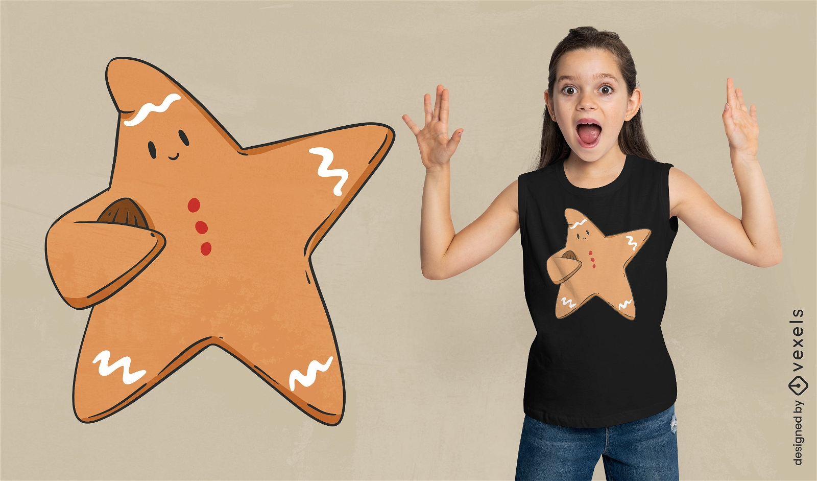 Design de camiseta de desenho animado de estrela de biscoito