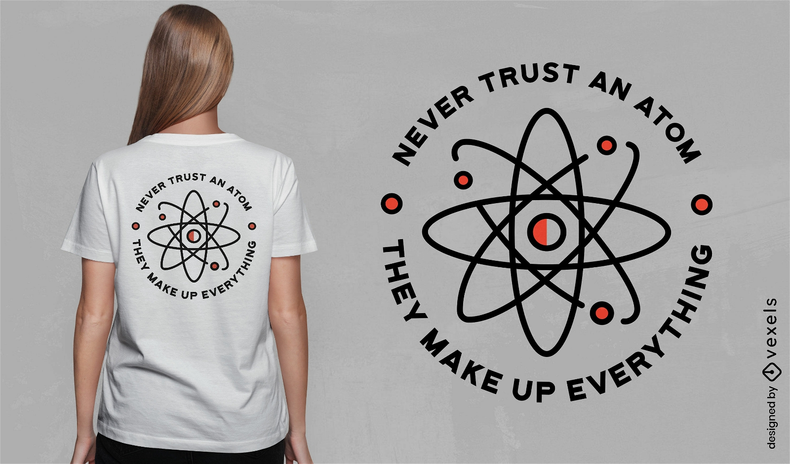 Diseño de camiseta de elemento de ciencia atómica.