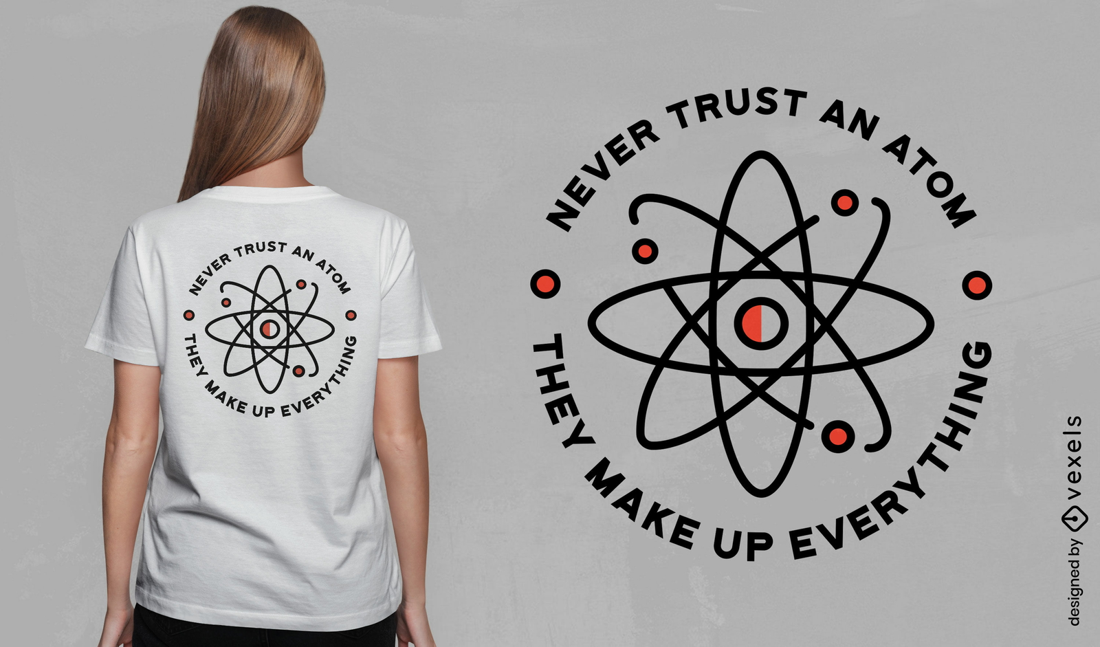 Diseño de camiseta de elemento de ciencia atómica.