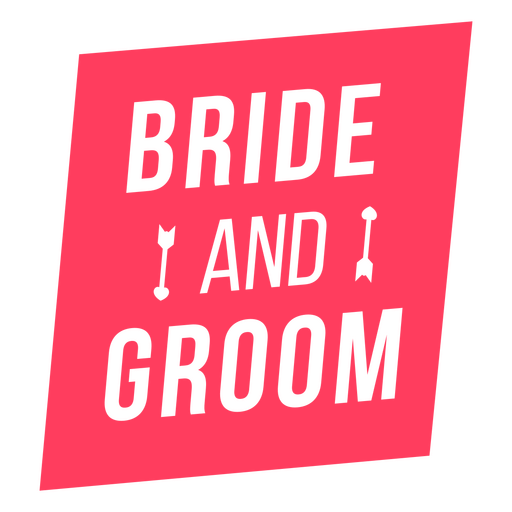 Logotipo rojo con las palabras novia y novio. Diseño PNG