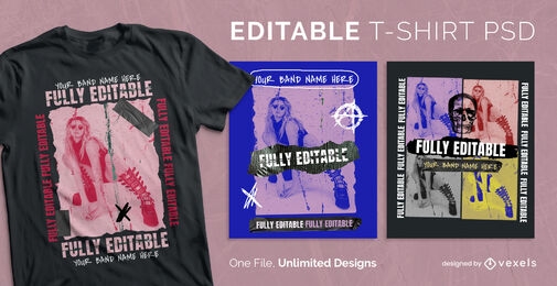 Skalierbares T-Shirt PSD mit Grunge-Musikfotografie