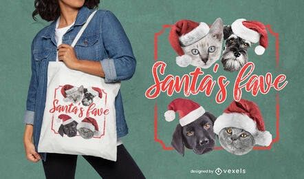 Christmas pets tote bag design