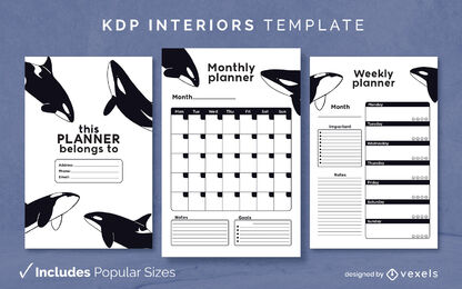 Whales journal template KDP interior design