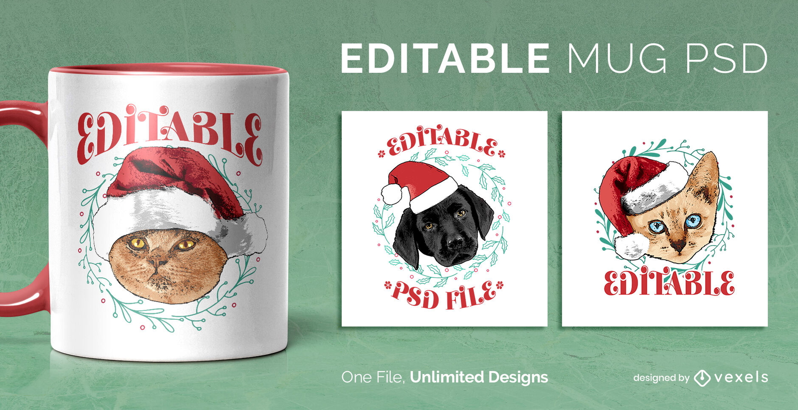 Taza escalable mascotas navideñas