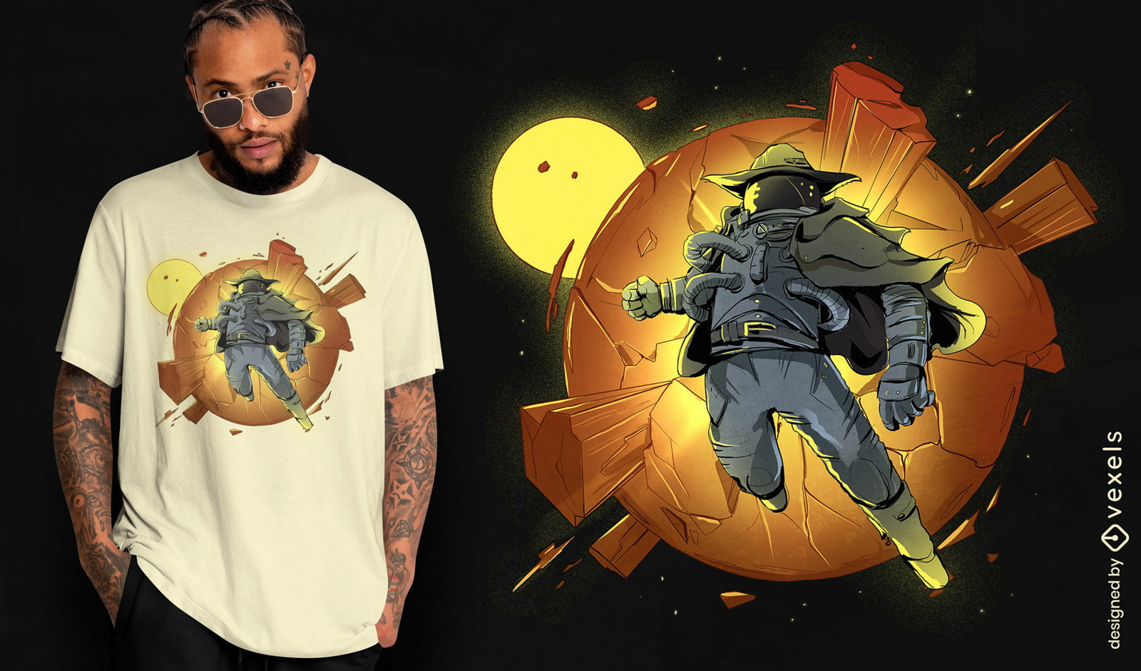 Badass astronaut apocalypse t-shirt design