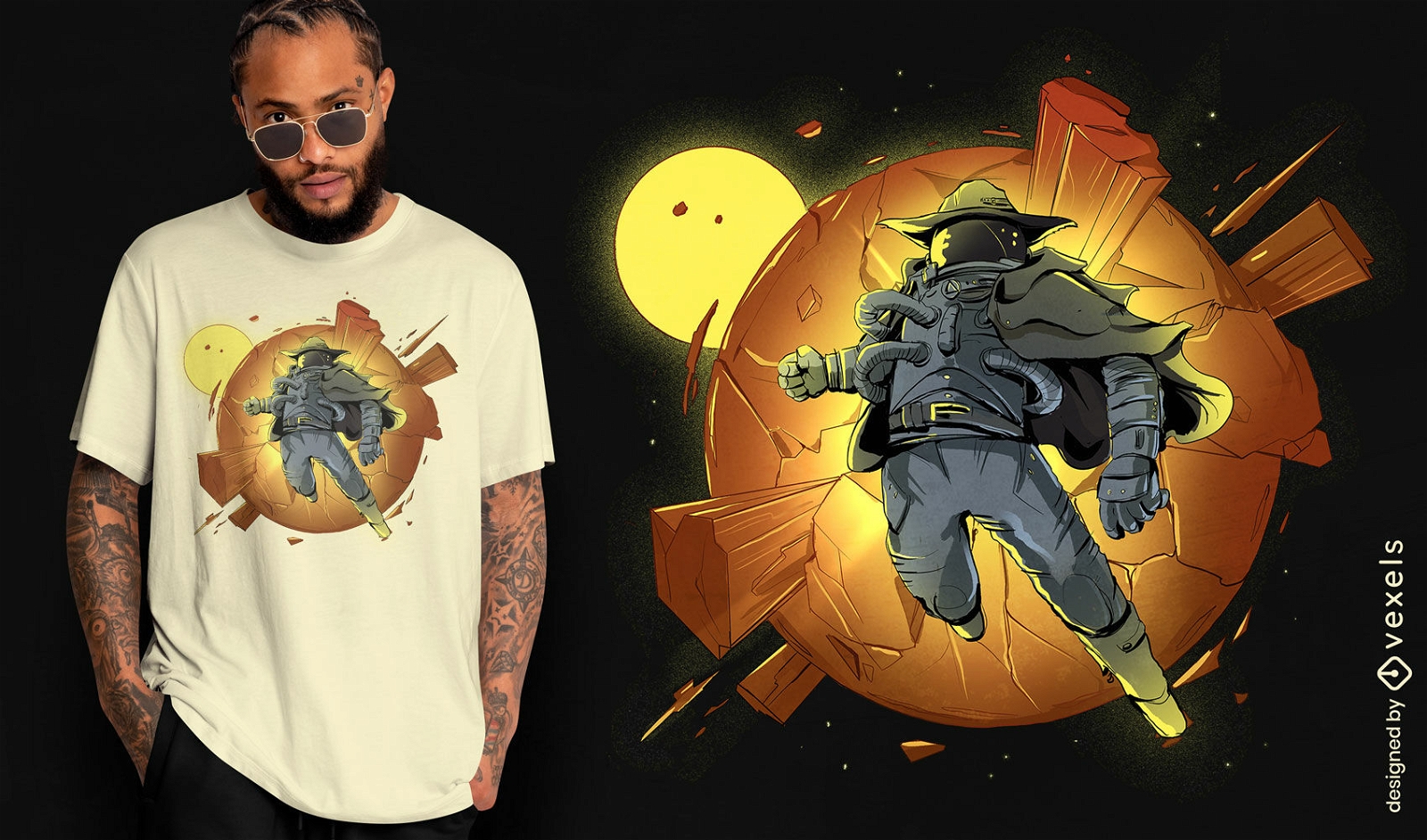 Badass Astronauten-Apokalypse-T-Shirt-Design
