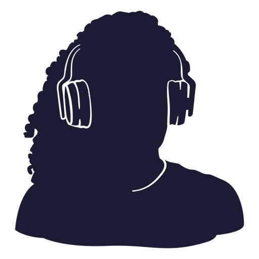 Silhouette einer Frau mit Kopfhörern PNG-Design