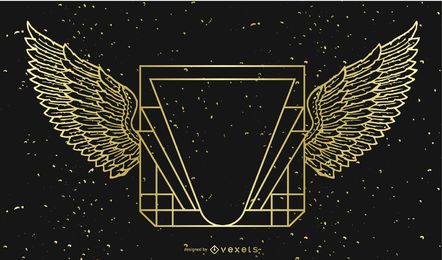  Gold-black banner with wings
