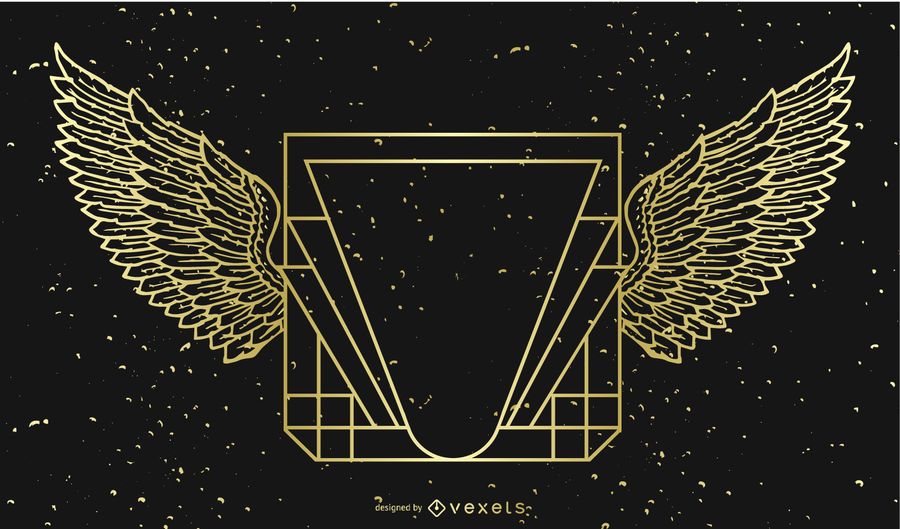 Estandarte dorado negro con alas Estandarte dorado negro con alas