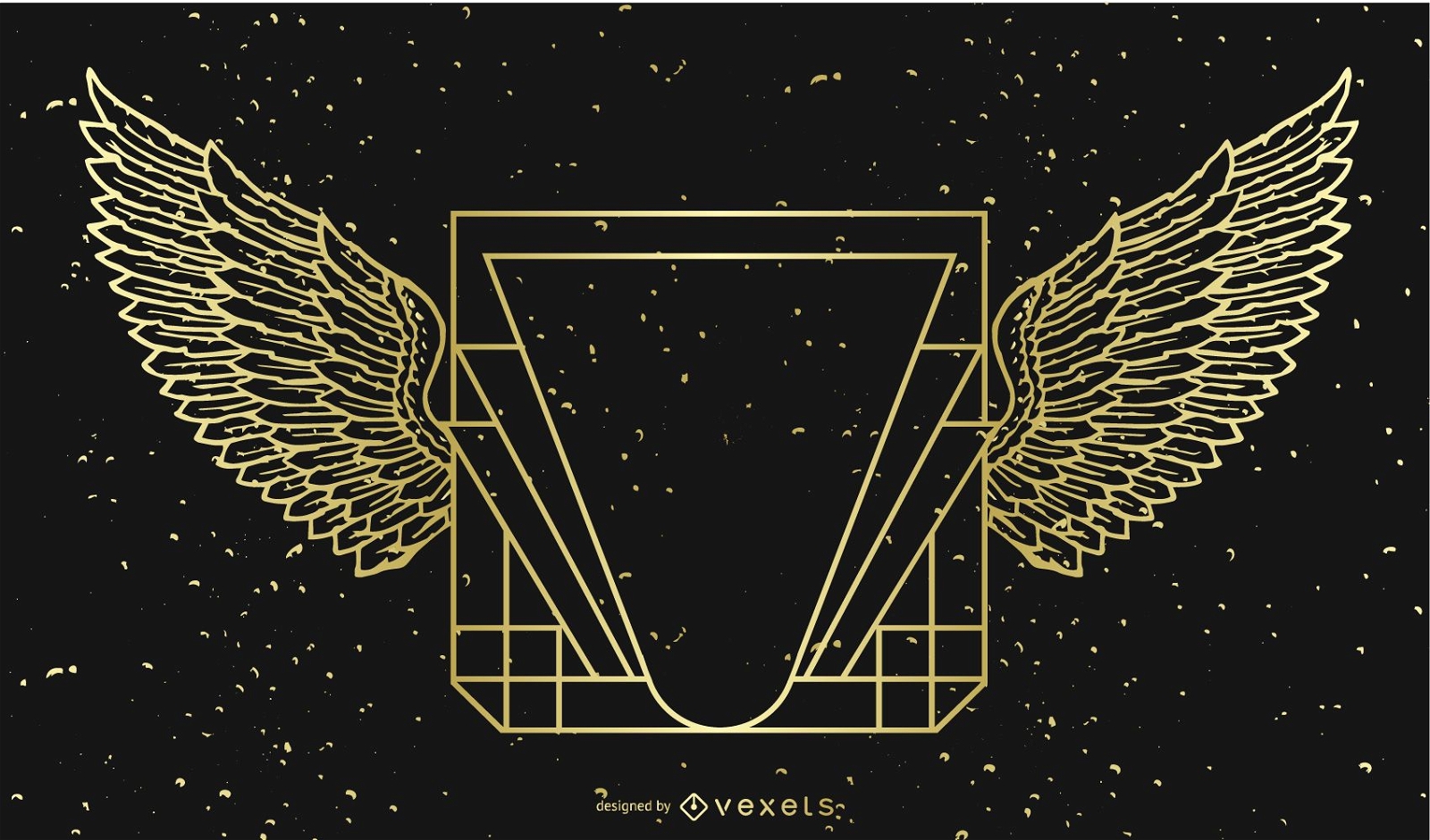 Banner preto dourado com asas