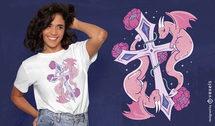 Pastell-Goth-Drache-T-Shirt-Design
