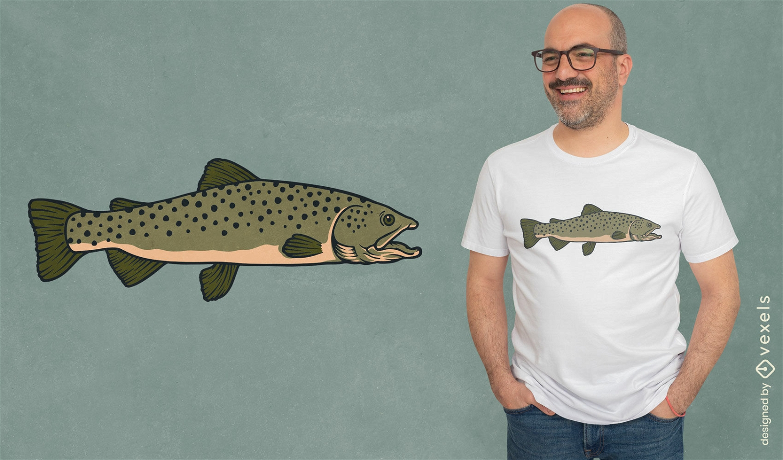 Realistic fish sea animal swimming t-shirt design
