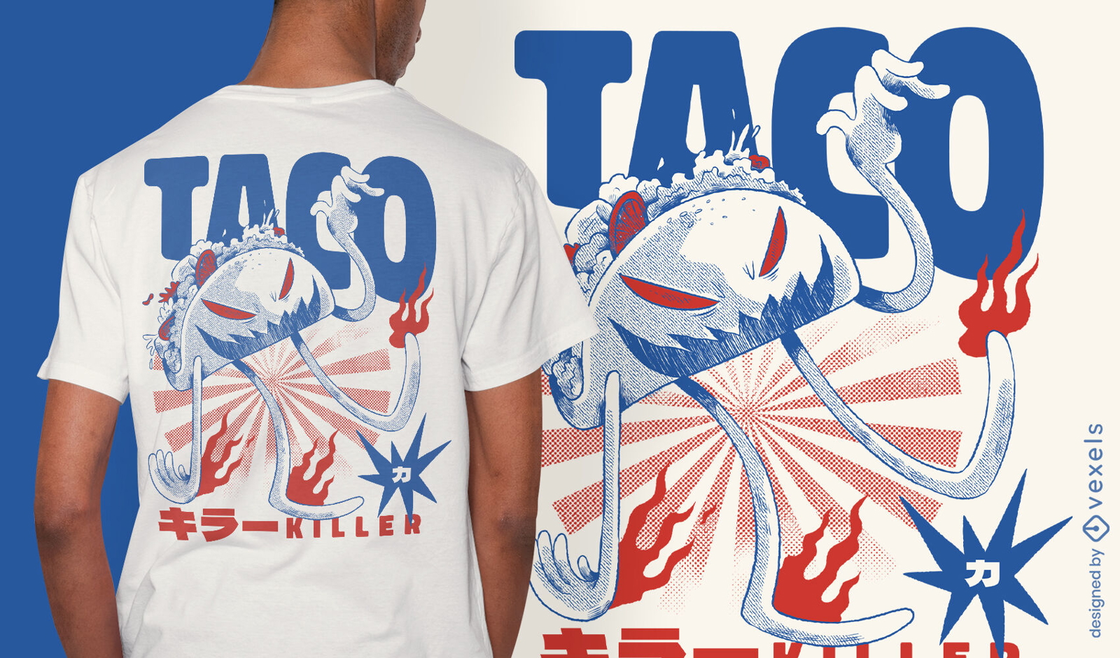 Diseño de camiseta de monstruo de comida de taco
