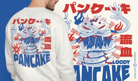 Pfannkuchen-Food-Monster-T-Shirt-Design