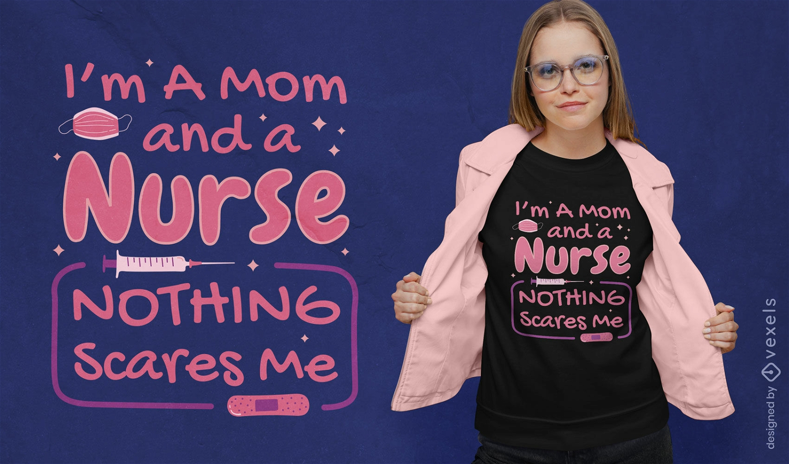 Design de camiseta com citação engraçada de mãe e enfermeira