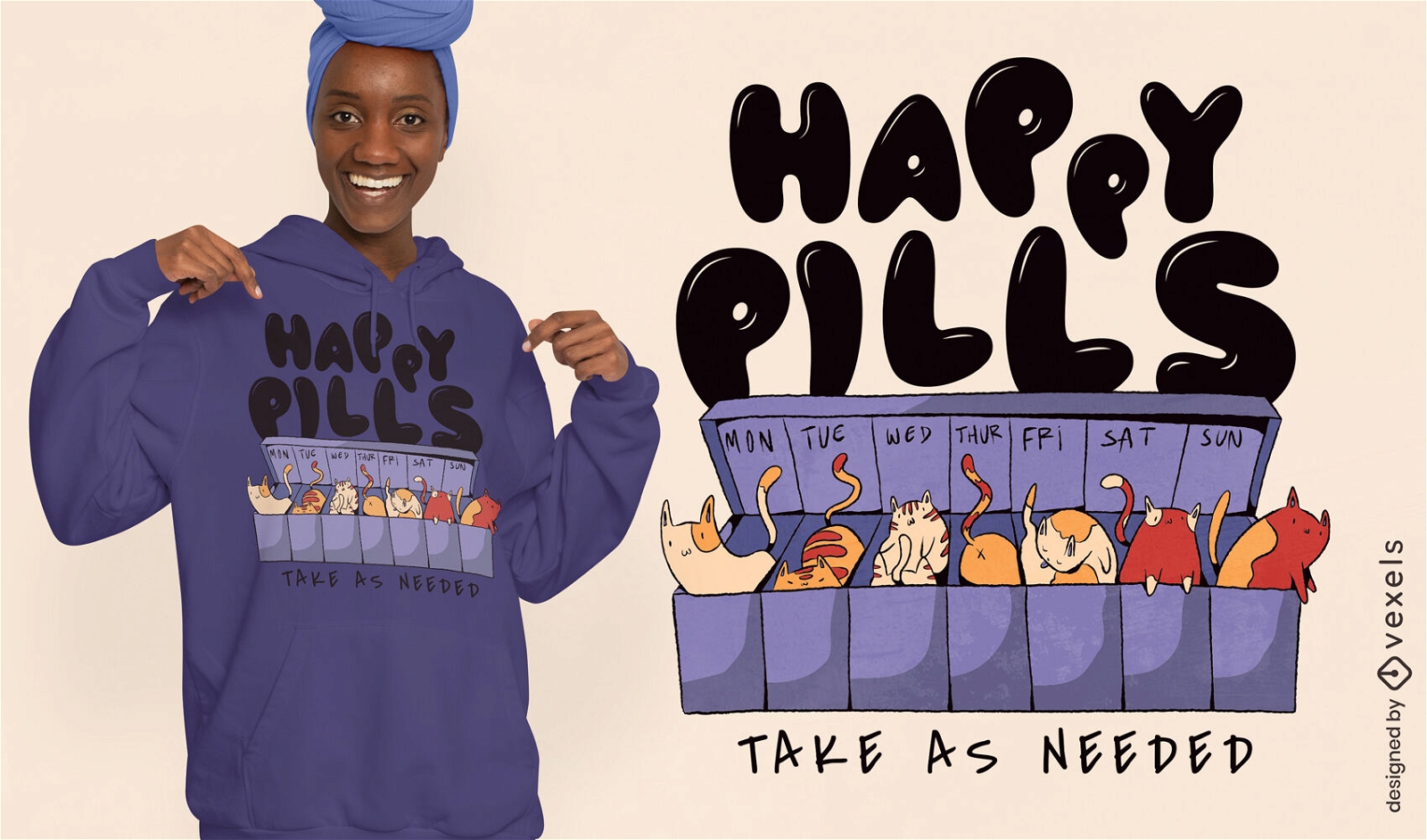 Happy pills cat t-shirt design