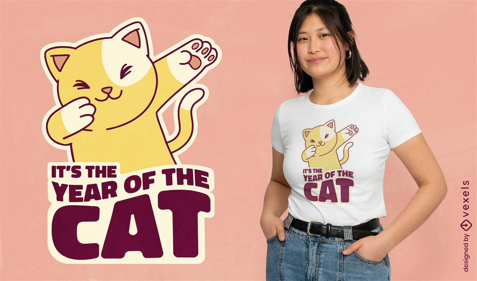 Diseño de camiseta del año del gato.