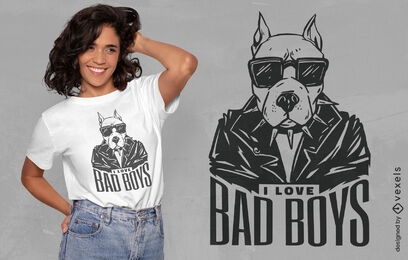 Diseño de camiseta de perro chico malo