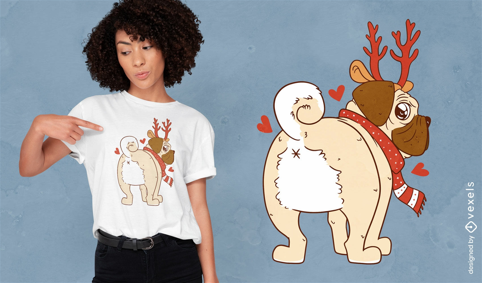 Christmas pug t-shirt design