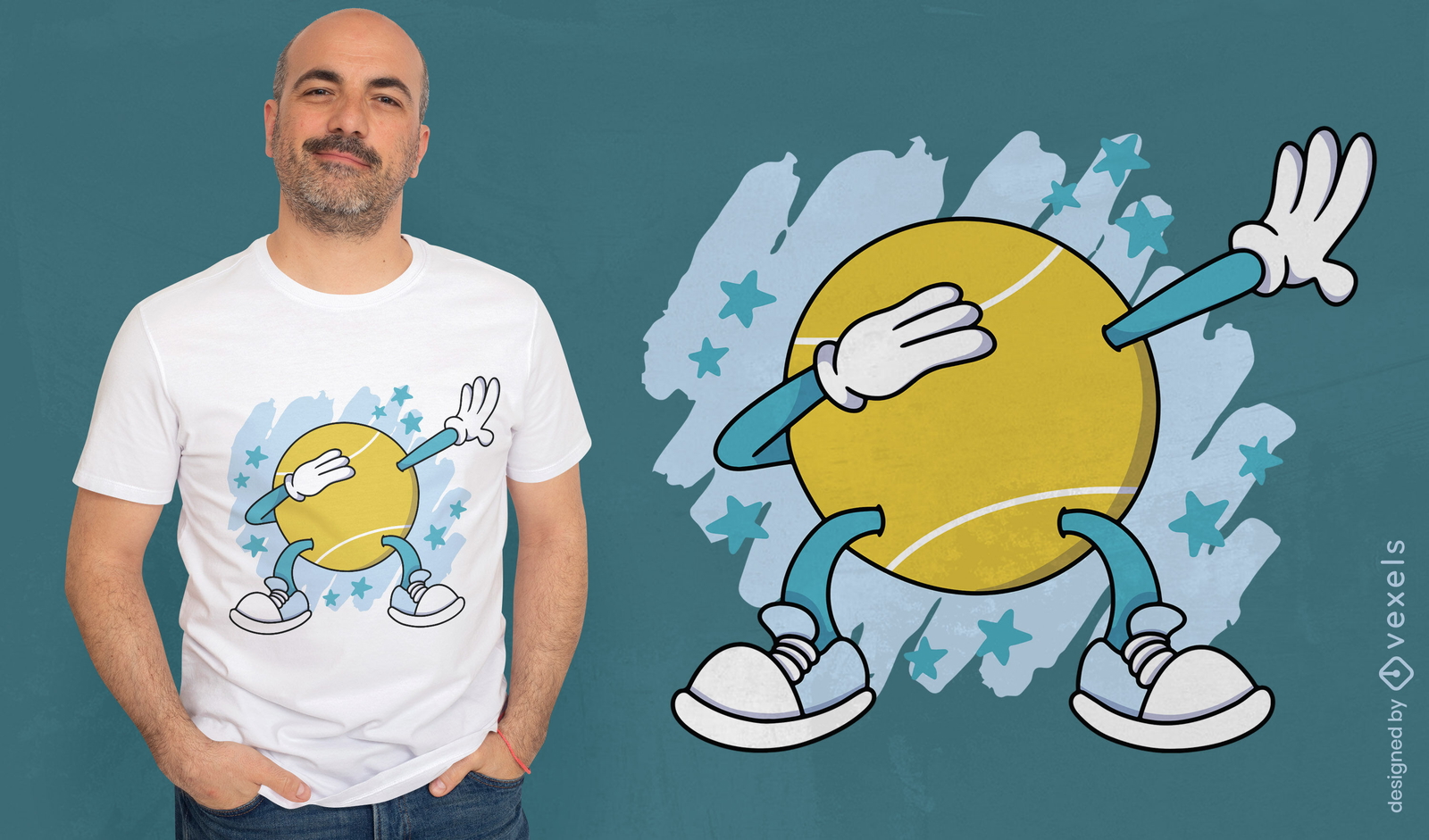 Dabbing design de camiseta de bola de tênis