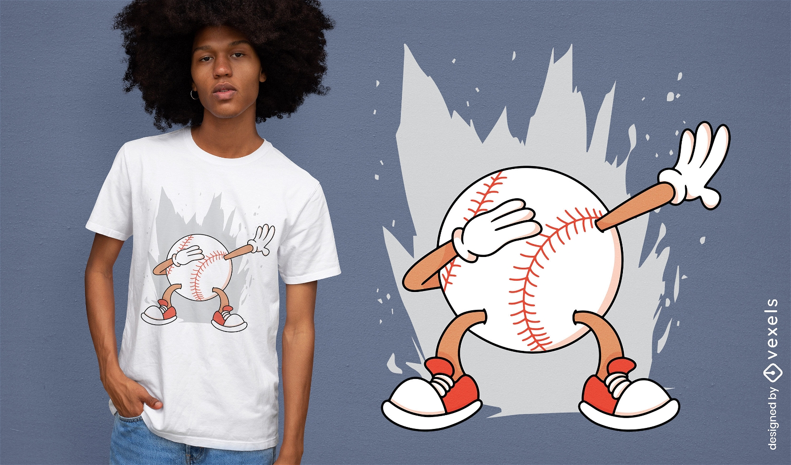 Dise?o de camiseta de dabbing de b?isbol.
