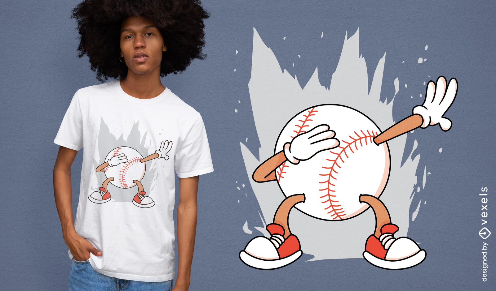 Diseño de camiseta de dabbing de béisbol.