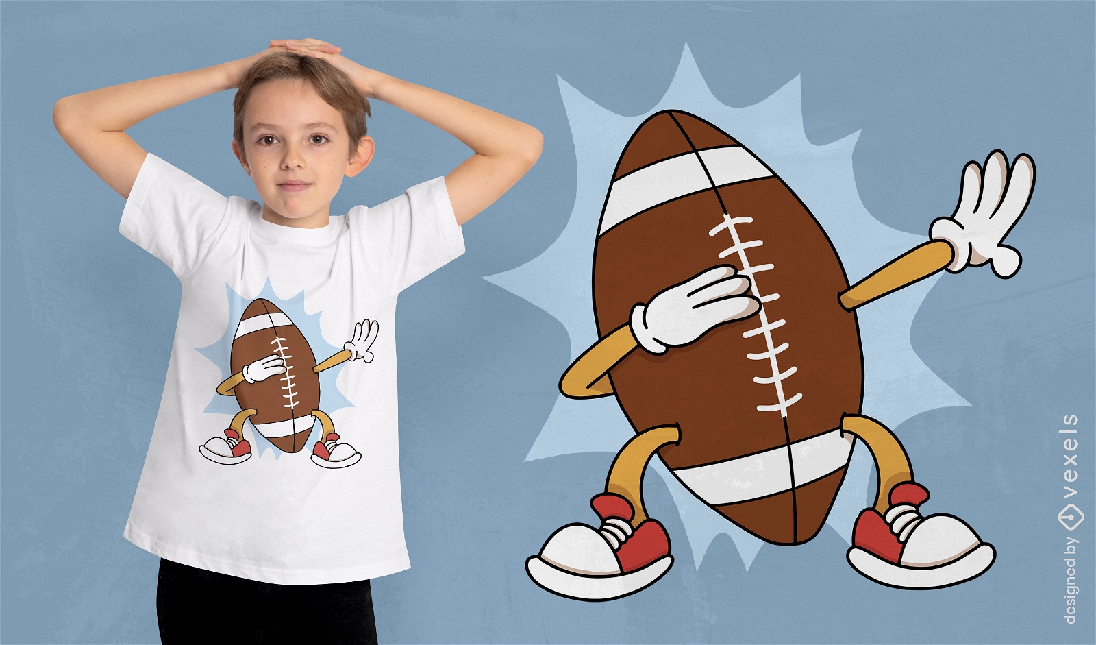Football dabbing cartoon t-shirt design