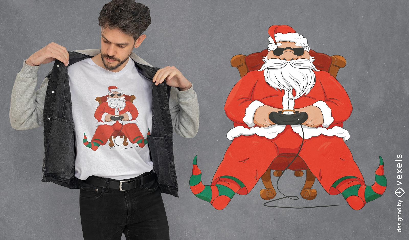 Gamer-Weihnachtsmann-T-Shirt-Design