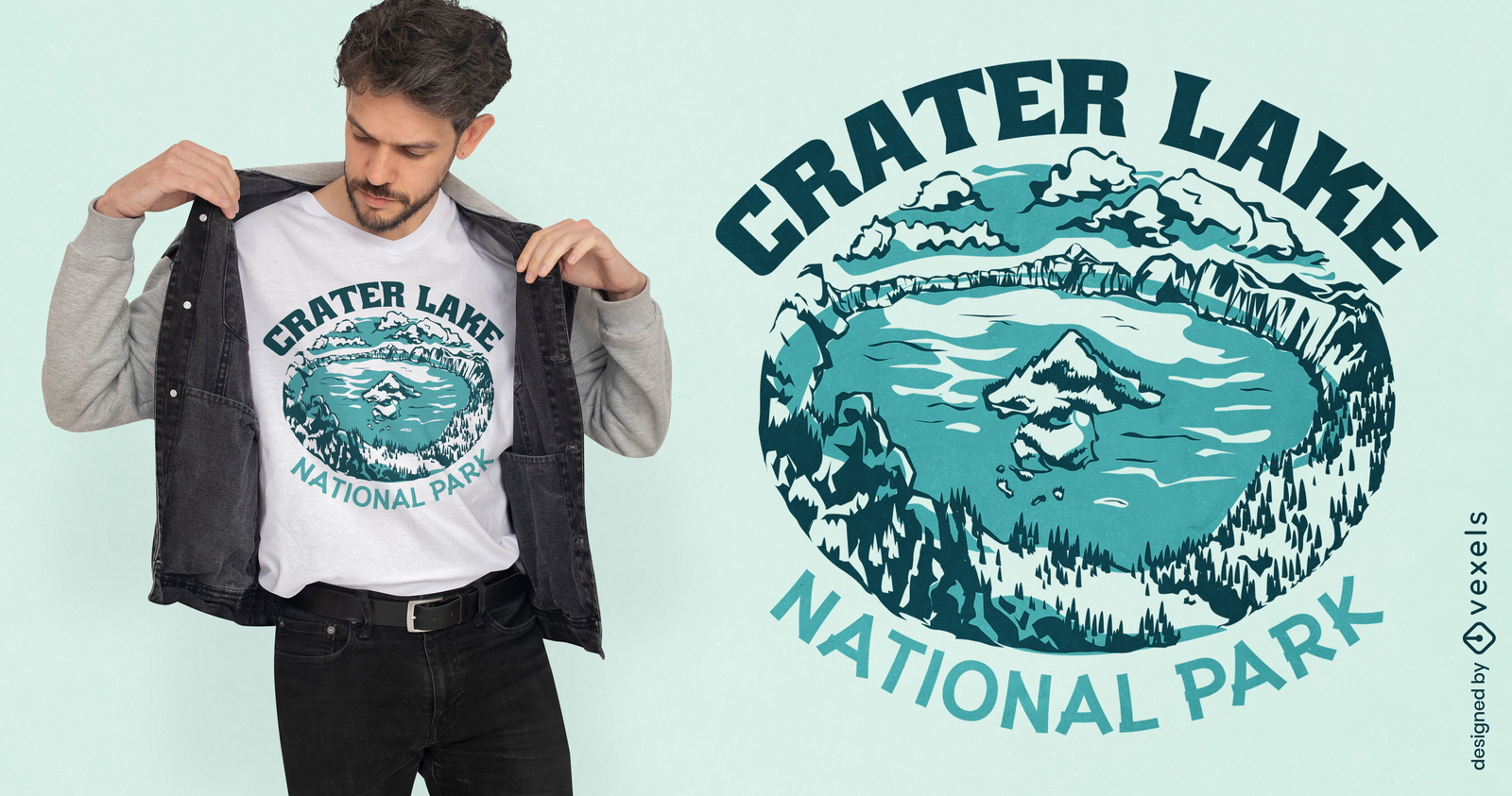 Diseño de camiseta del lago del cráter.