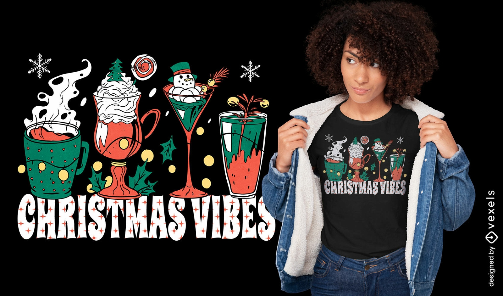 Christmas holiday drinks t-shirt design