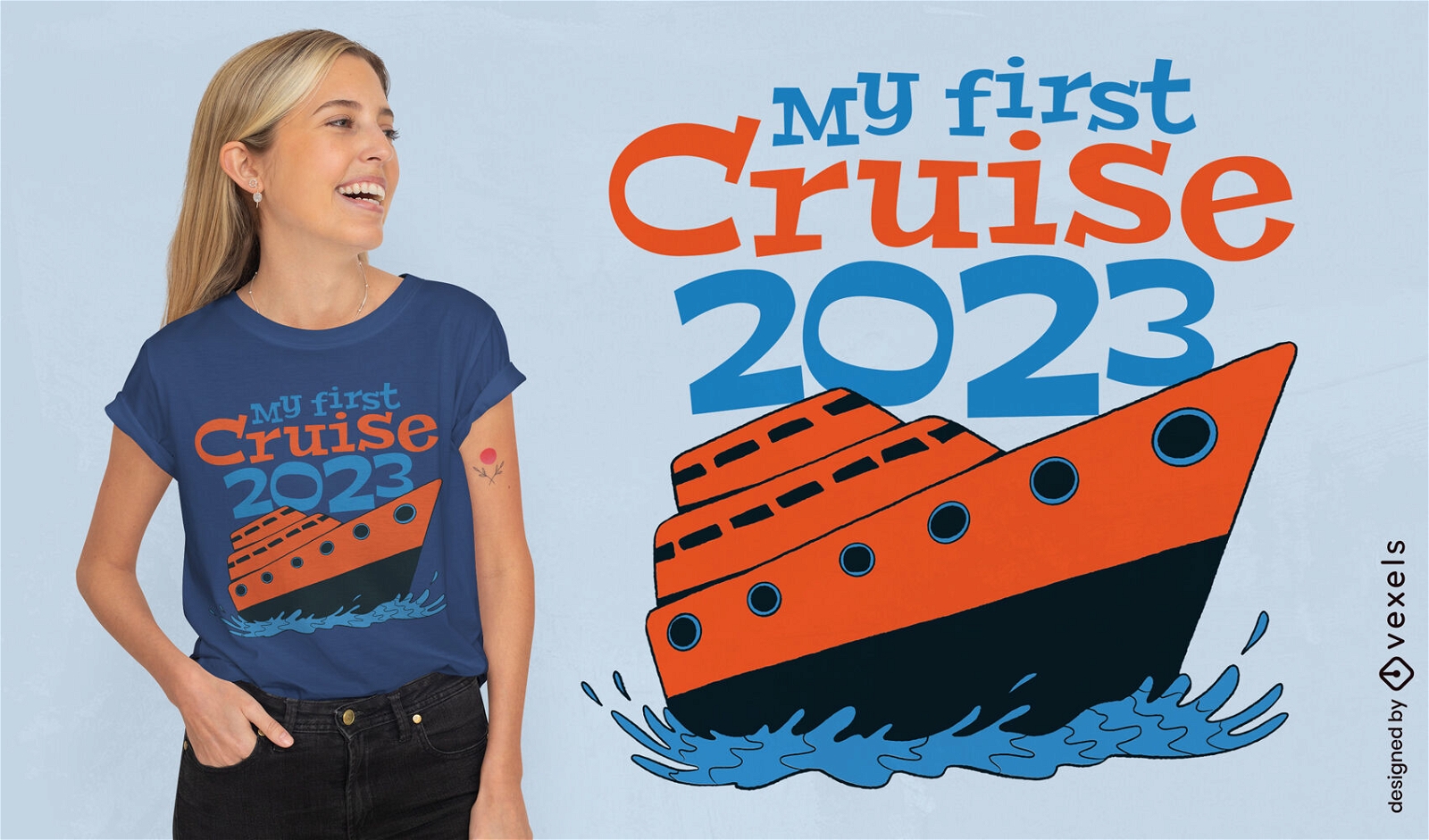 Primer diseño de camiseta de crucero.