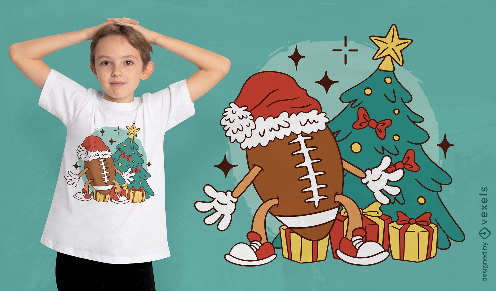 Diseño de camiseta de fútbol navideño.