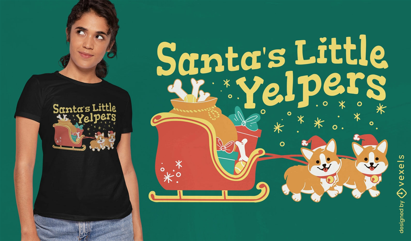 Christmas corgis t-shirt design