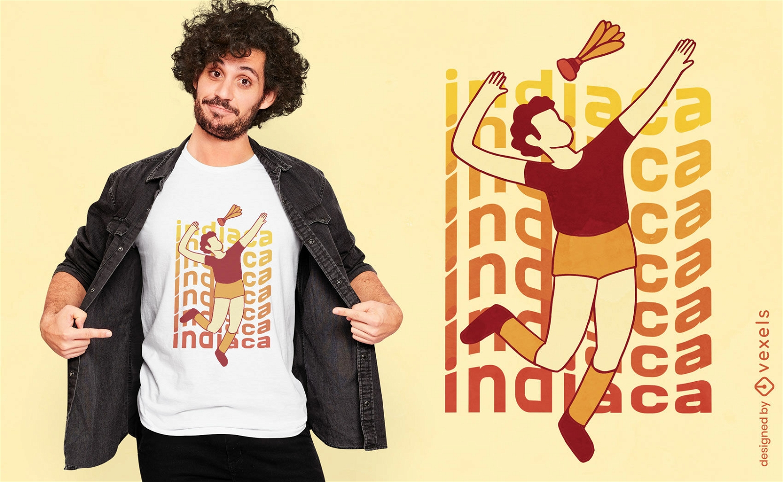 Indiaca-Spieler-T-Shirt-Design