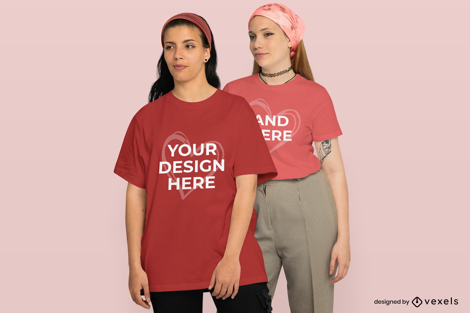 Weibliches Paar Valentinstag T-Shirt Mockup