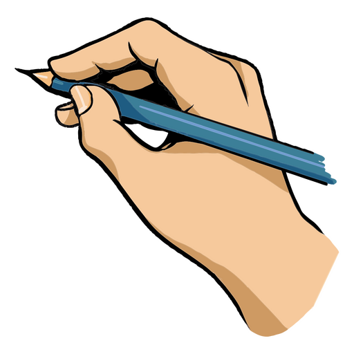 Mão segurando um lápis azul Desenho PNG