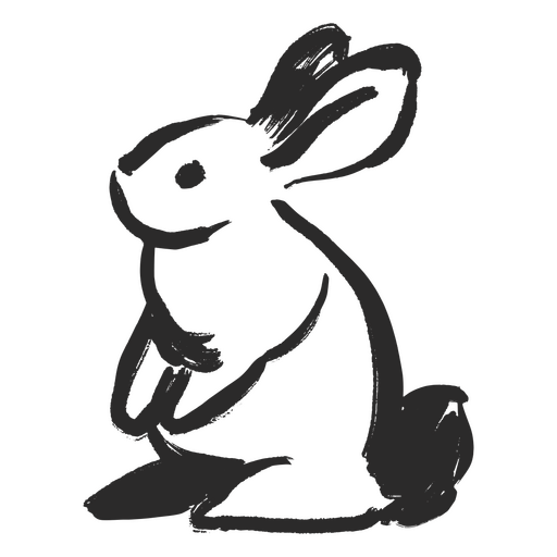 Silueta negra de un conejo sentado Diseño PNG