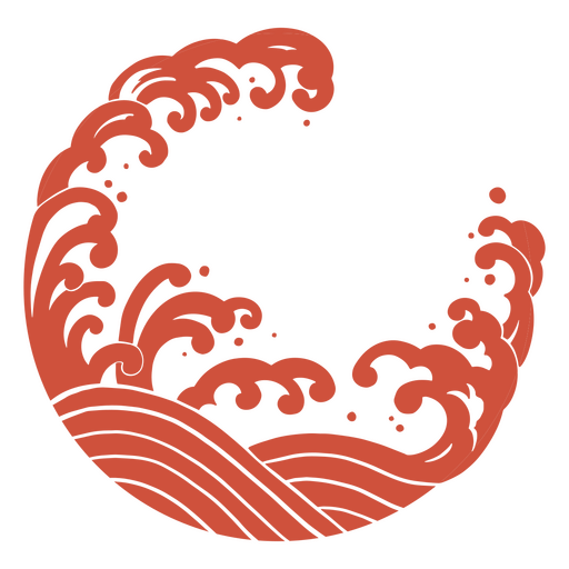 Ola japonesa en círculo. Diseño PNG